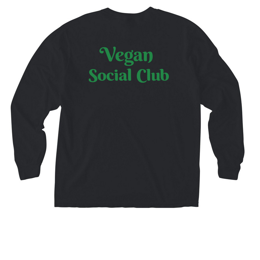 Vegan Social Club Pocket Tees, a Black Comfort Colors Long Sleeve Pocket Tee (back-view)