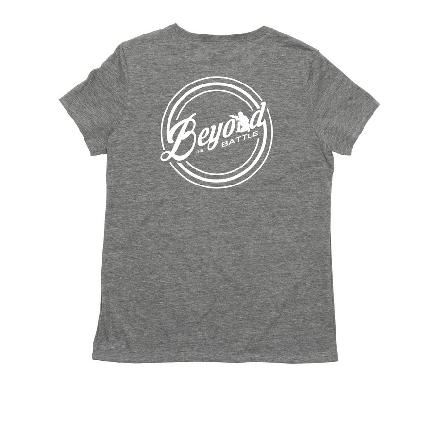 Tees, Long Sleeves & Hoodies - White Logo, a Aluminum Grey Allmade Eco Triblend Women?s Tee (back-view)