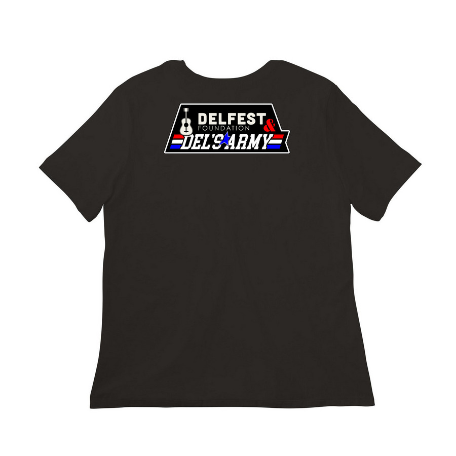 MD Laughing Del '25, a Black Women?s Relaxed Cotton Tee (back-view)