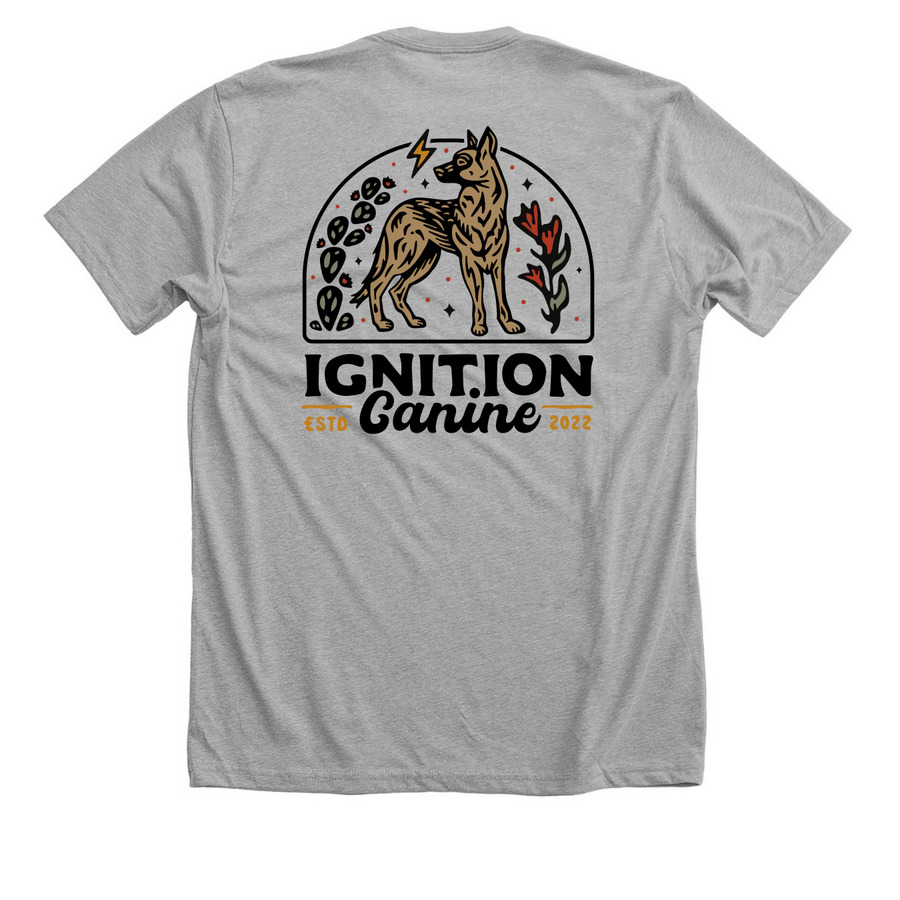 Ignition Canine Training, a Athletic Heather Premium Unisex Tee (back-view)