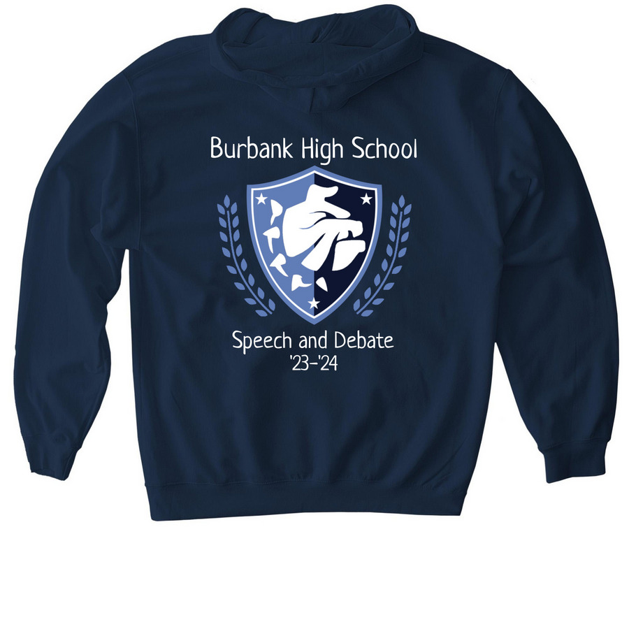 Gang Merch '23-'24, a Navy Gildan Softstyle Pullover Hoodie (back-view)