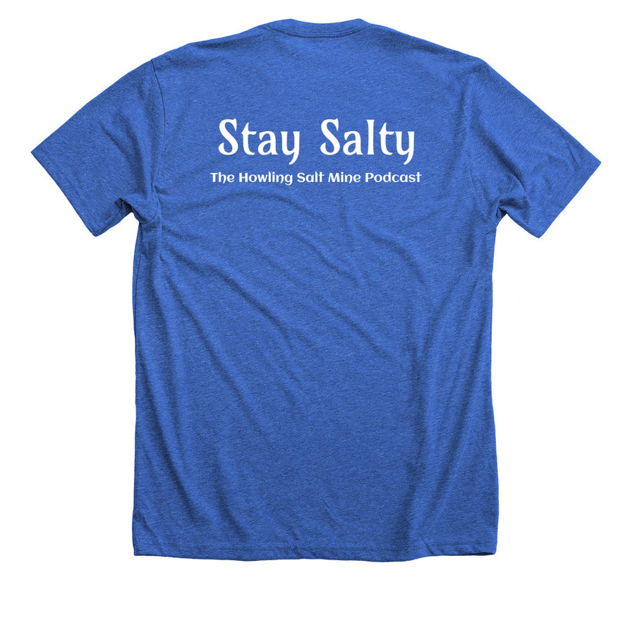 Blue is a Trash Color, a Heather True Royal Premium Unisex Tee (back-view)