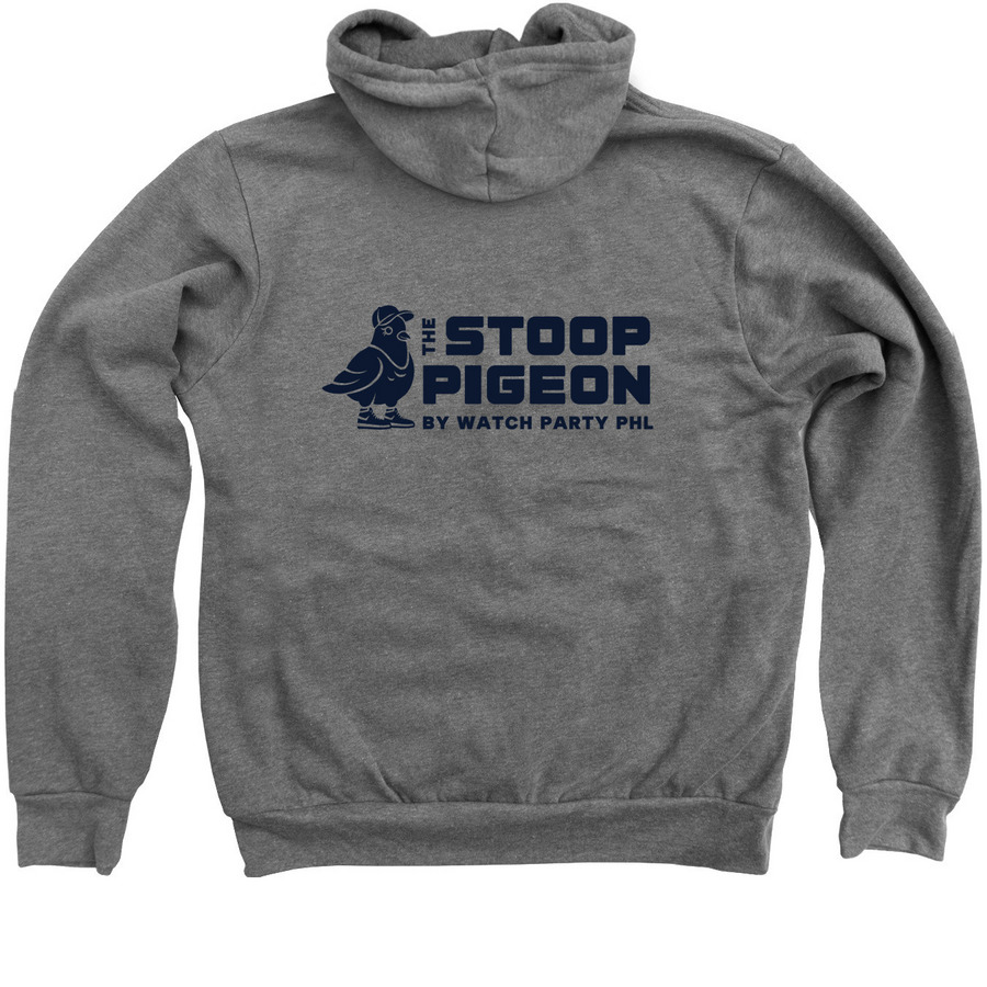The Stoop, a Deep Heather Zip Up Hoodie (back-view)
