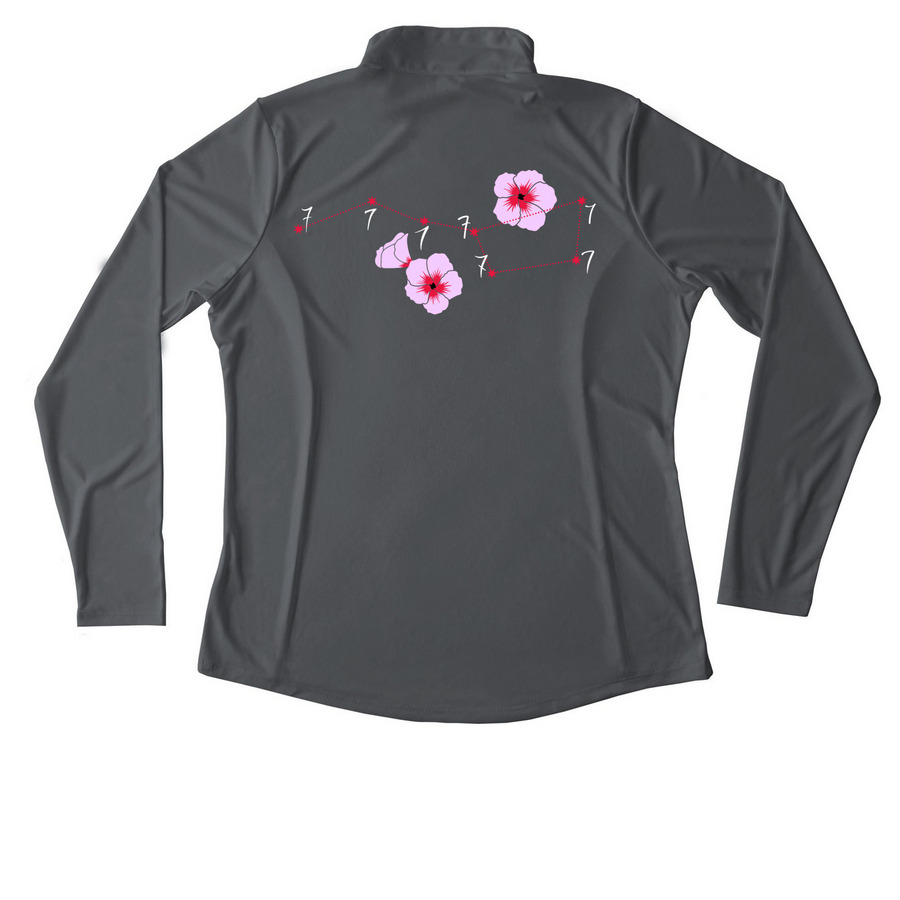 Seven Stars Constellation performance, a Iron Grey Women's Performance Quarter Zip Pullover (back-view)