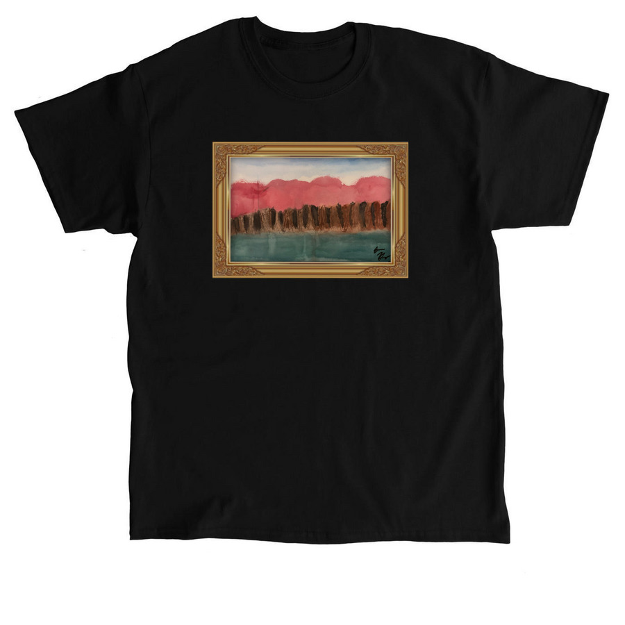 Pink Forest Framed Tee, a Black Classic Unisex Tee
