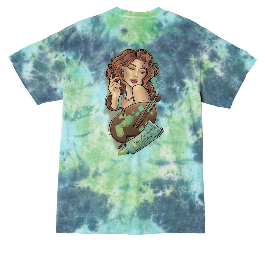 Artist Lady, a Planet Earth Colorburst Crystal Tie Dye Tee (back-view)
