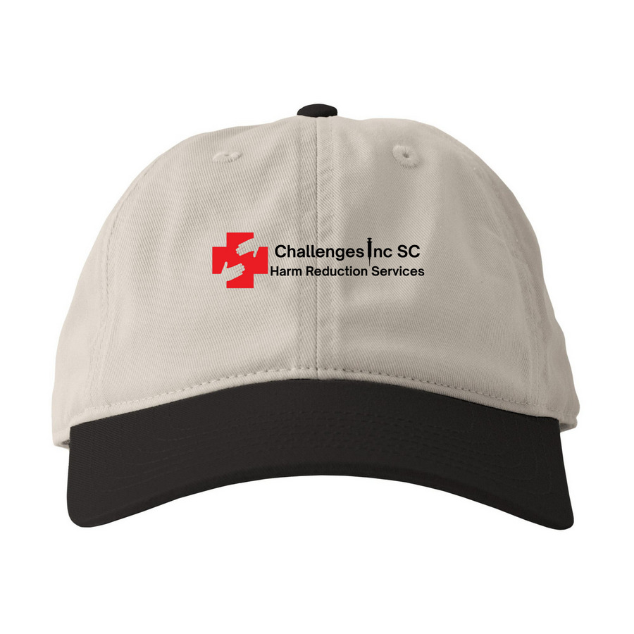 Black/White Adjustable Hat, a Oyster/ Black Printed Eco Baseball Cap