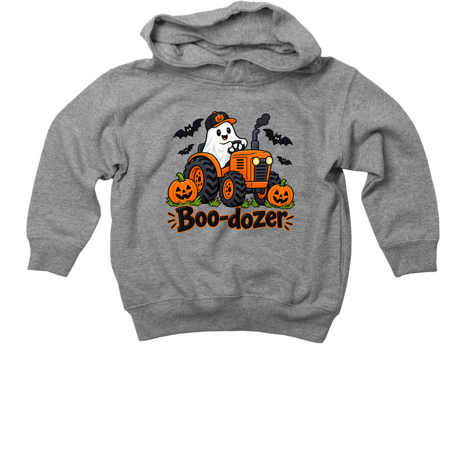 Boo Dozer - Toddler Halloween Hoodie, a Granite Heather Toddler Pullover Hoodie