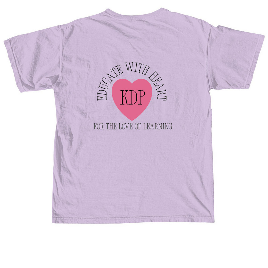 Educate with Heart, a Orchid Comfort Colors Unisex Tee (back-view)