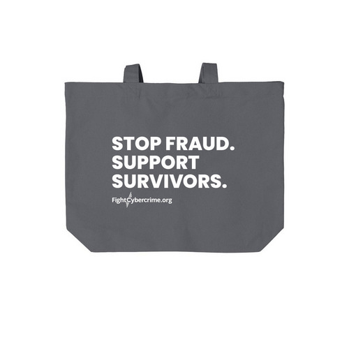 Carry the Fight Against Fraud, a Storm Grey Cotton Canvas Tote Bag