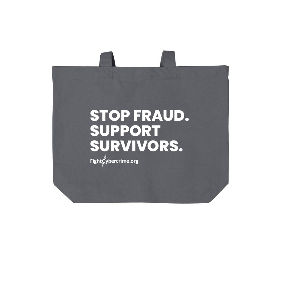 Carry the Fight Against Fraud, a Storm Grey Cotton Canvas Tote Bag