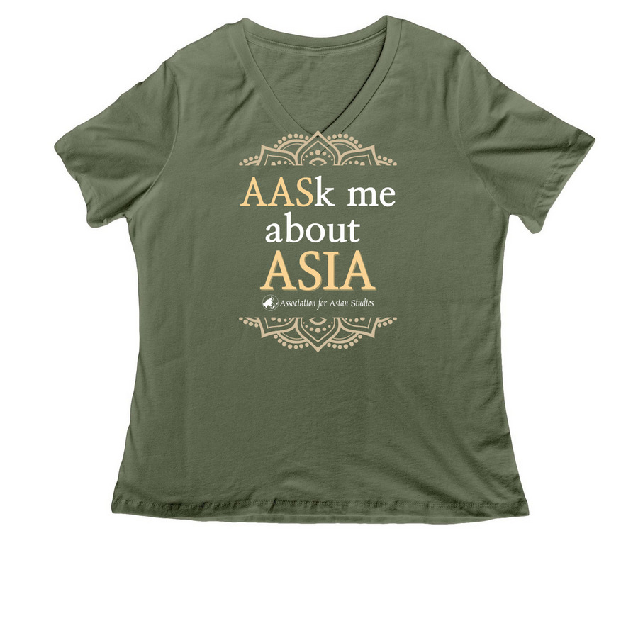 AASk me about Asia, a Military Green Women's Relaxed V-Neck Tee
