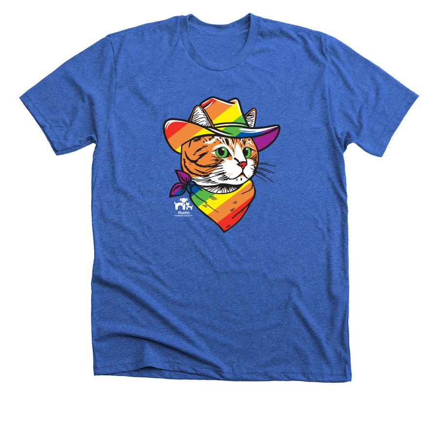 Pride Rainbow Cat, a Heather True Royal Premium Unisex Tee