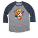Pride Rainbow Cat, a Vintage Navy and Premium Heather 3/4 Sleeve Baseball Tee