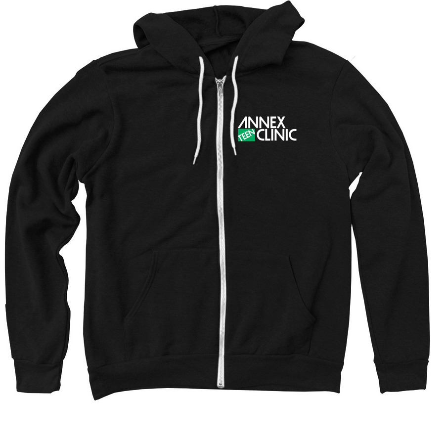 Annex Teen Clinic (Zip Ups), a Black Zip Up Hoodie
