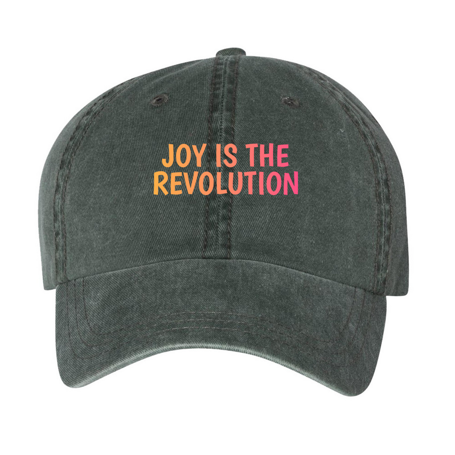 Joy is the Revolution Hat, a Forest Printed Pigment Dye Baseball Cap