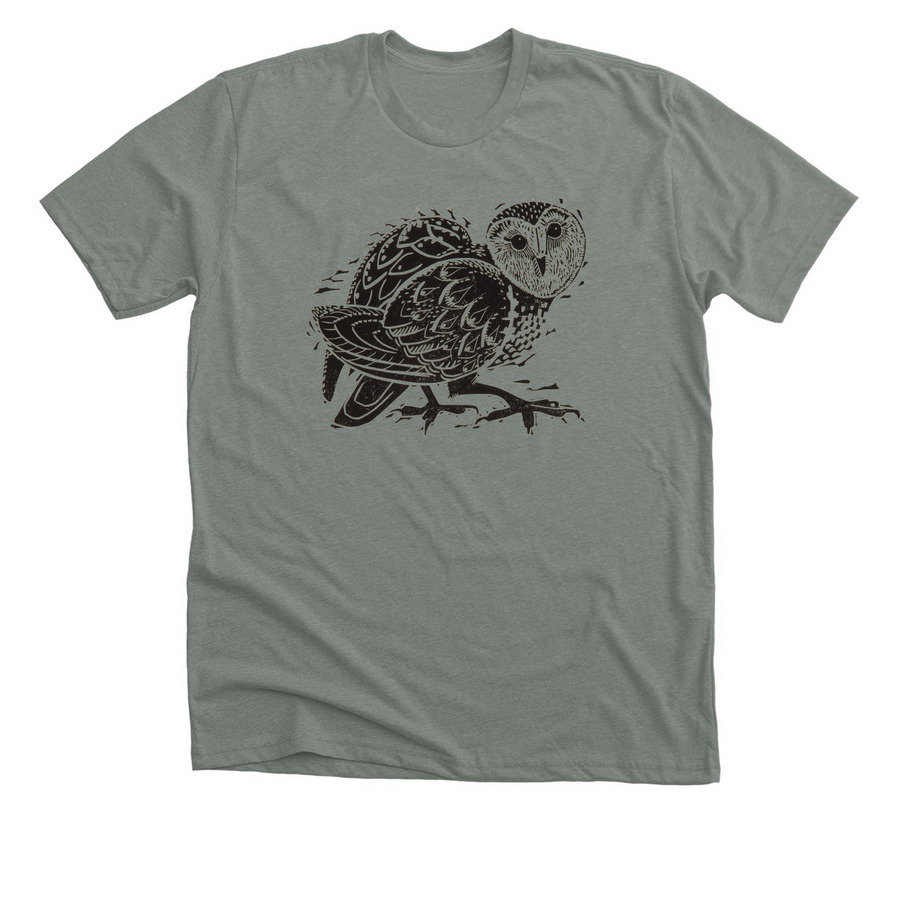 Heart Faced Owl, a Deep Heather Premium Unisex Tee