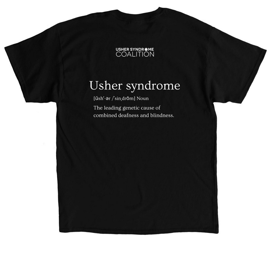 Usher Syndrome Awareness, a Black Classic Unisex Tee (back-view)