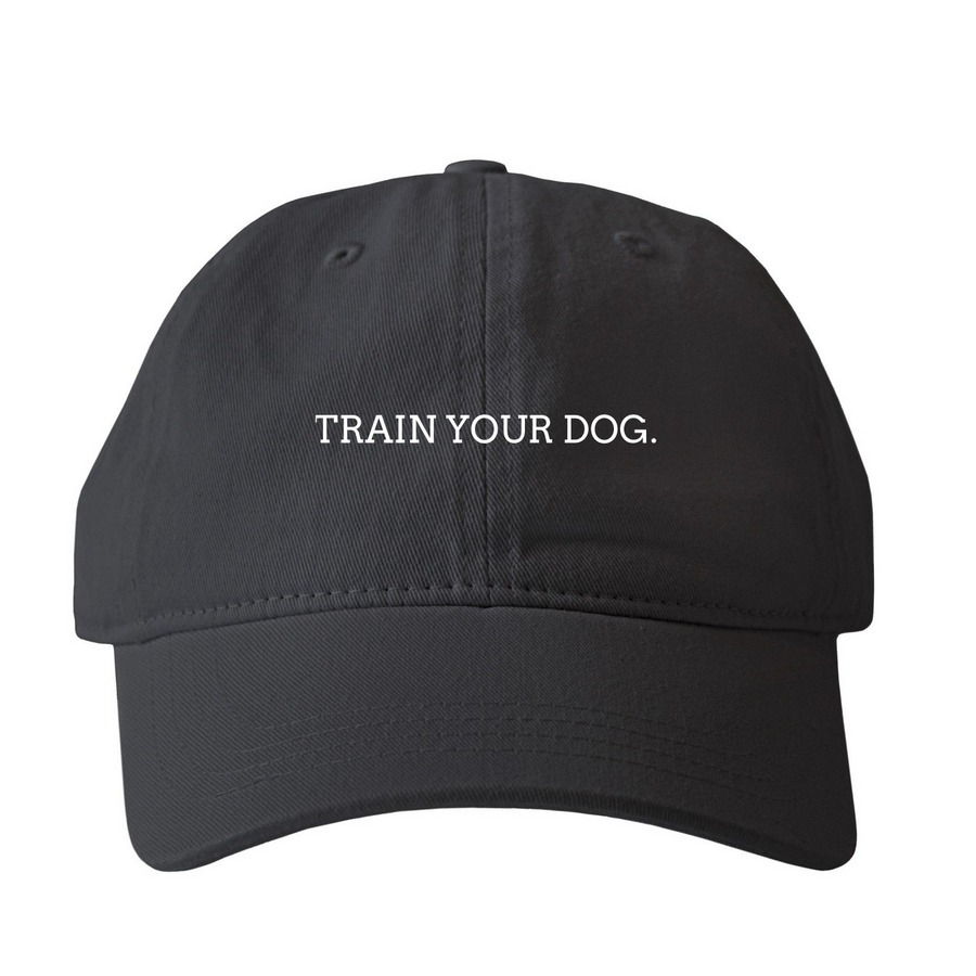 TRAIN YOUR DOG HAT, a Black Printed Pigment Dye Baseball Cap