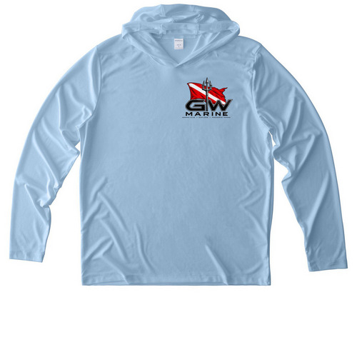 Manta Please, a Light Blue UV Performance Long Sleeve Hoodie