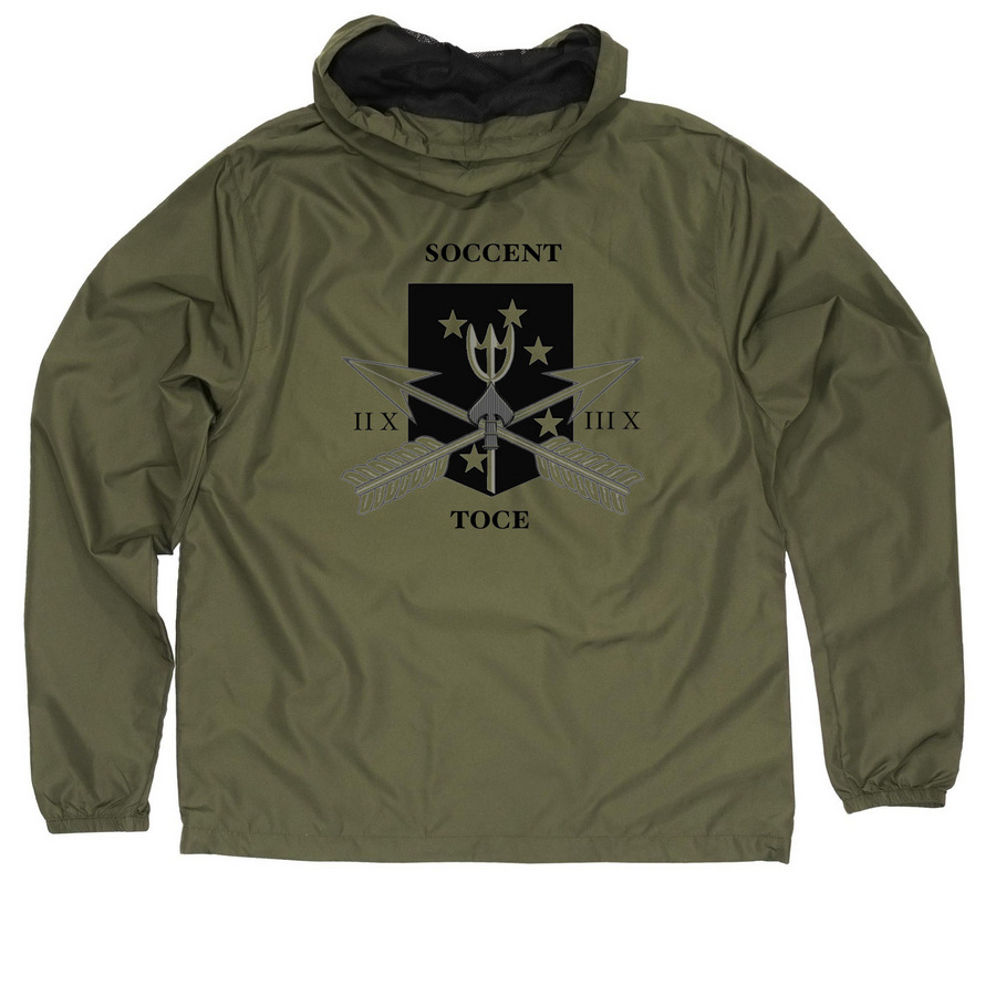 II X & III X windbreaker, a Army Quarter-Zip Windbreaker (back-view)