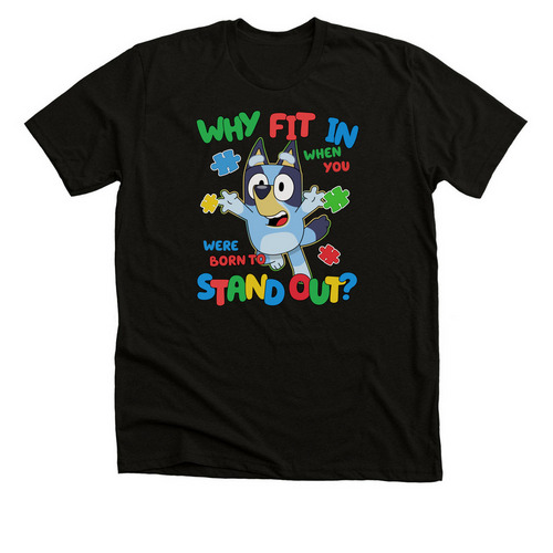 Bluey Autism Awareness, a Solid Black Blend Premium Unisex Tee