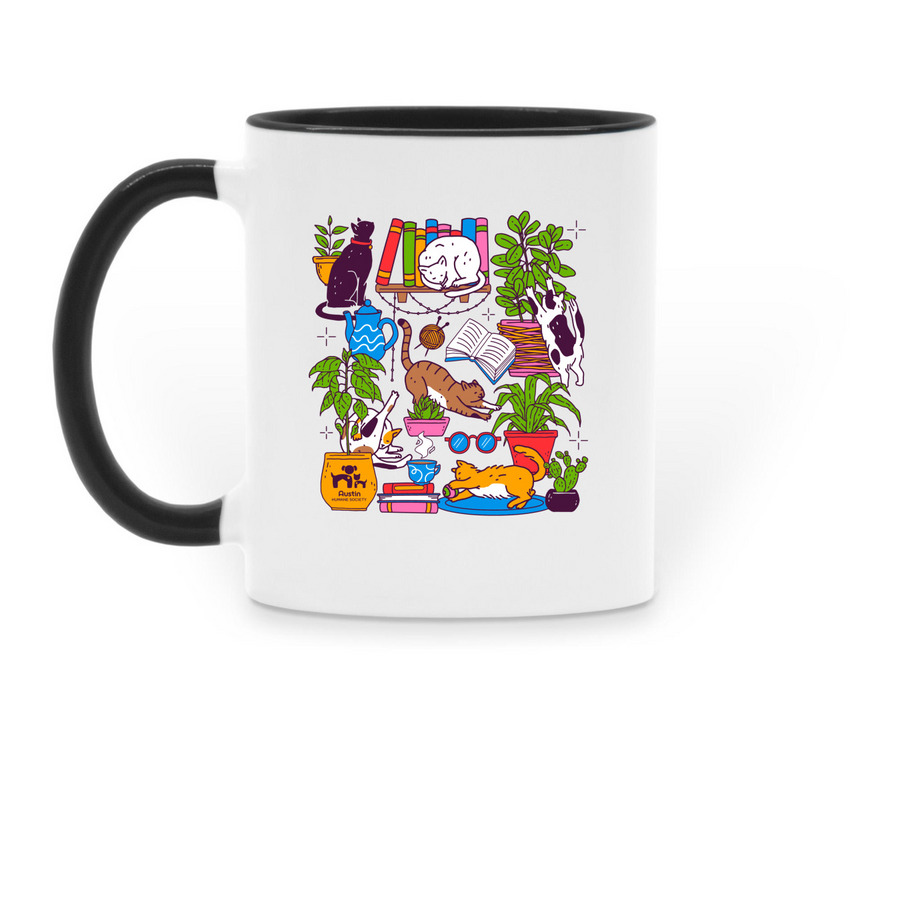 Cozy Cats Mug, a Black Two-Tone Ceramic Mug (back-view)