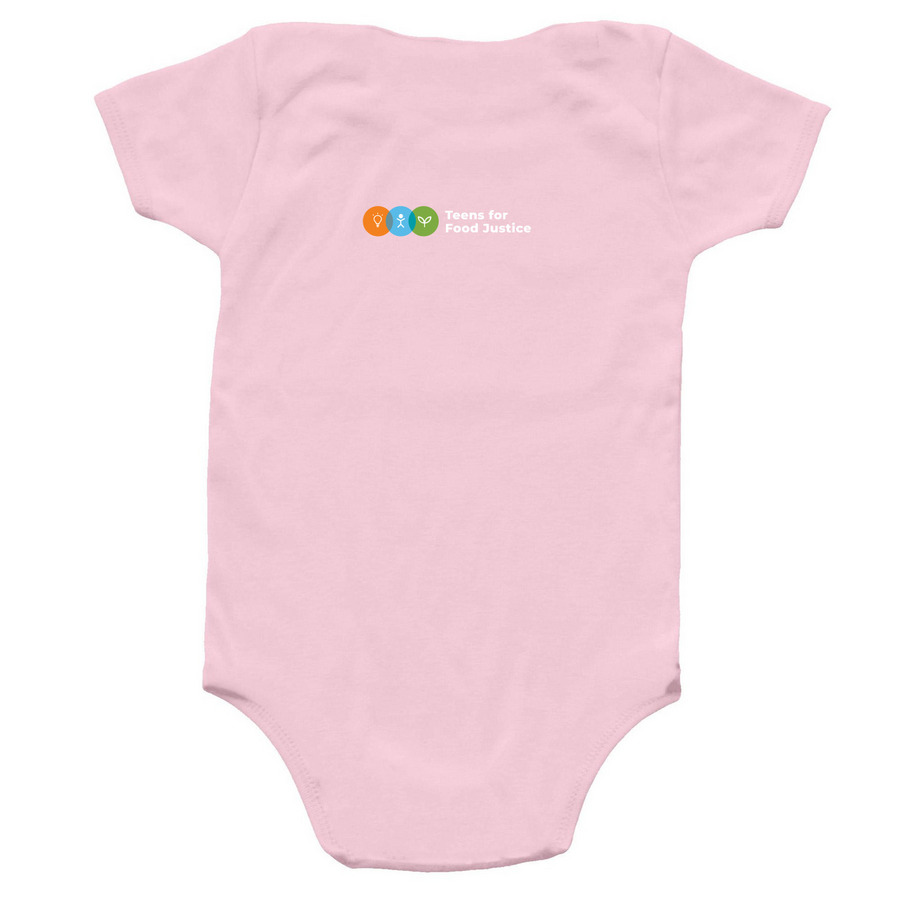 Hail Kale, a Pink Infant Onesie (back-view)