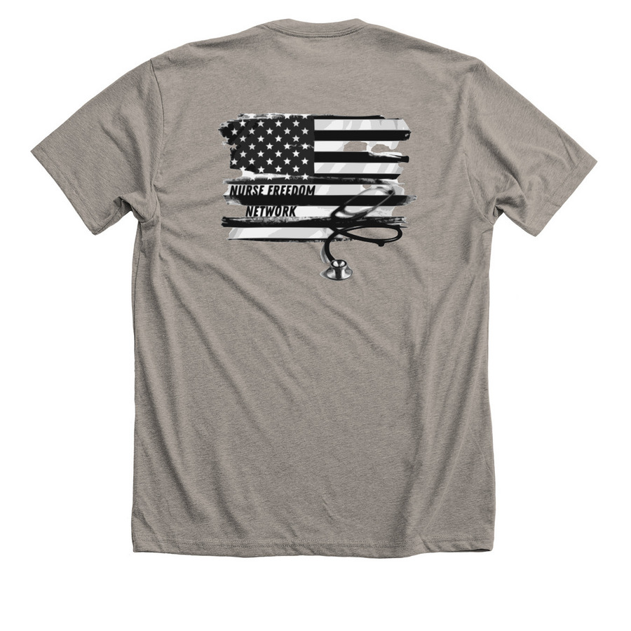 Freedom Over Force - NFN, a Heather Stone Premium Unisex Tee (back-view)