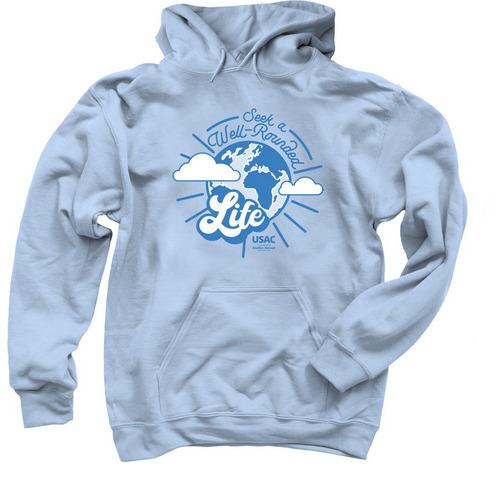 Well Rounded: University Studies Abroad, a Light Blue Pullover Hoodie