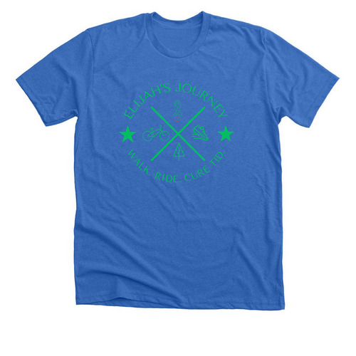 Elijah's Journey Green Words Adult+Youth, a Heather True Royal Premium Unisex Tee