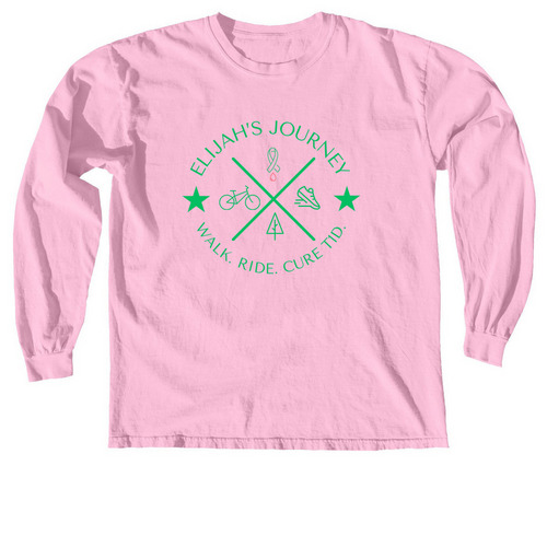 Elijah's Journey Green Words Adult+Youth, a Blossom Comfort Colors Long Sleeve Tee