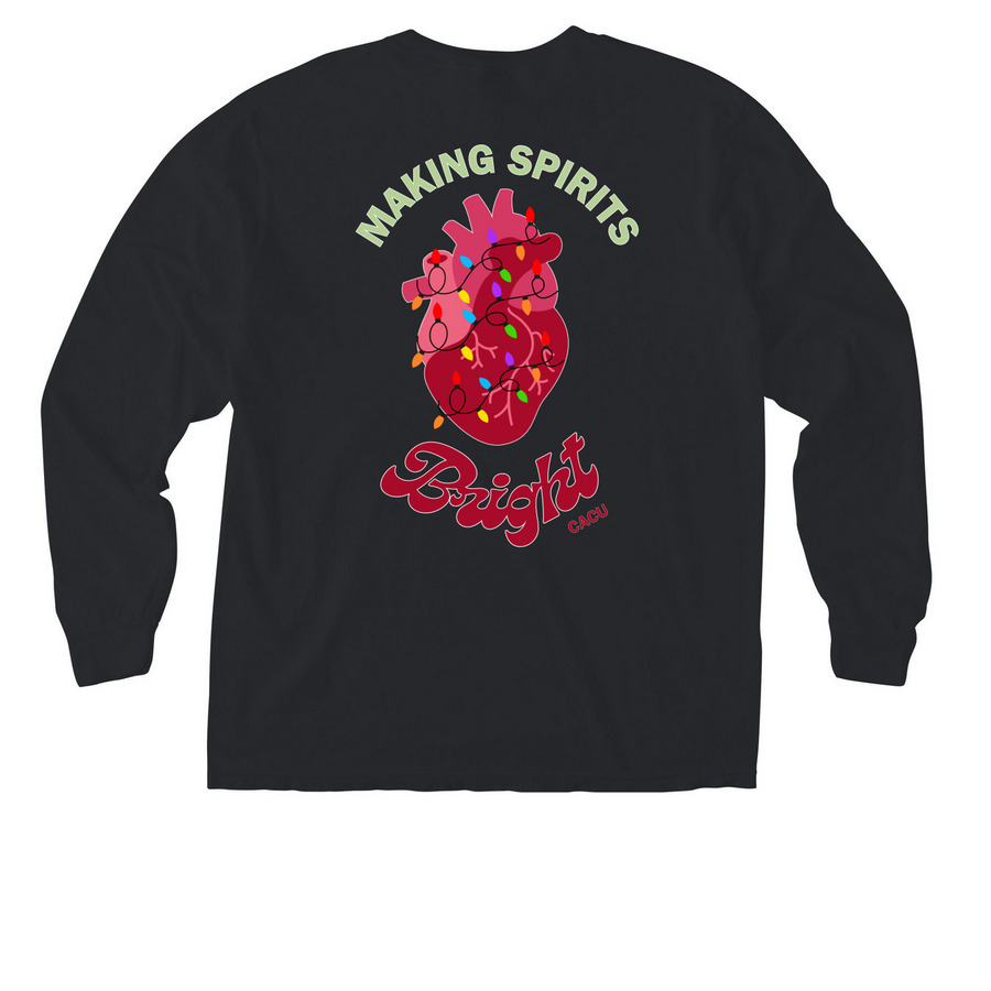 Making Spirits Bright (Pocket Tee), a Black Comfort Colors Long Sleeve Pocket Tee (back-view)