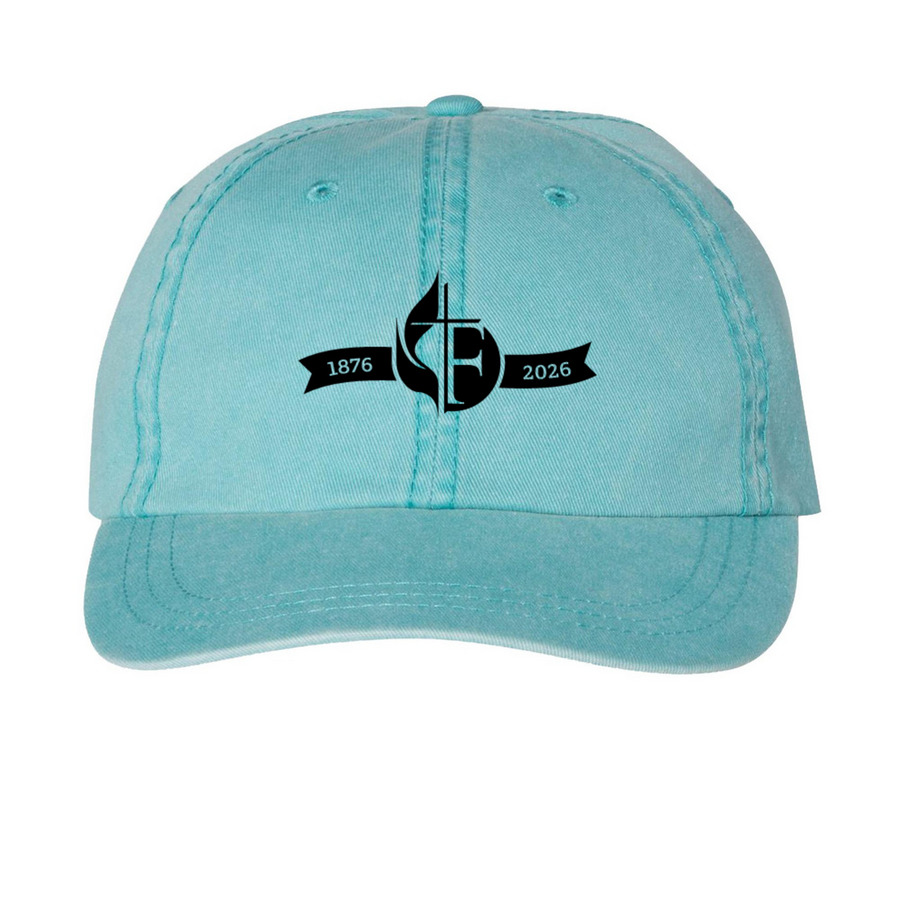 Hat, a Aqua Printed Pigment Dye Baseball Cap