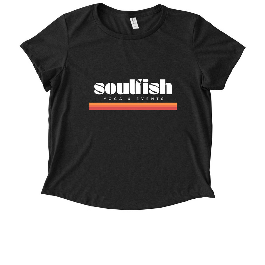 Soulfish Retro Stripe, a Space Black Allmade Eco Triblend Women?s Scoop Neck Tee