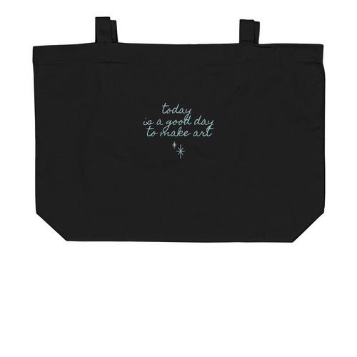 Good Day to Make Art: Teacher Tote in Black, a Black Large Organic Cotton Tote Bag