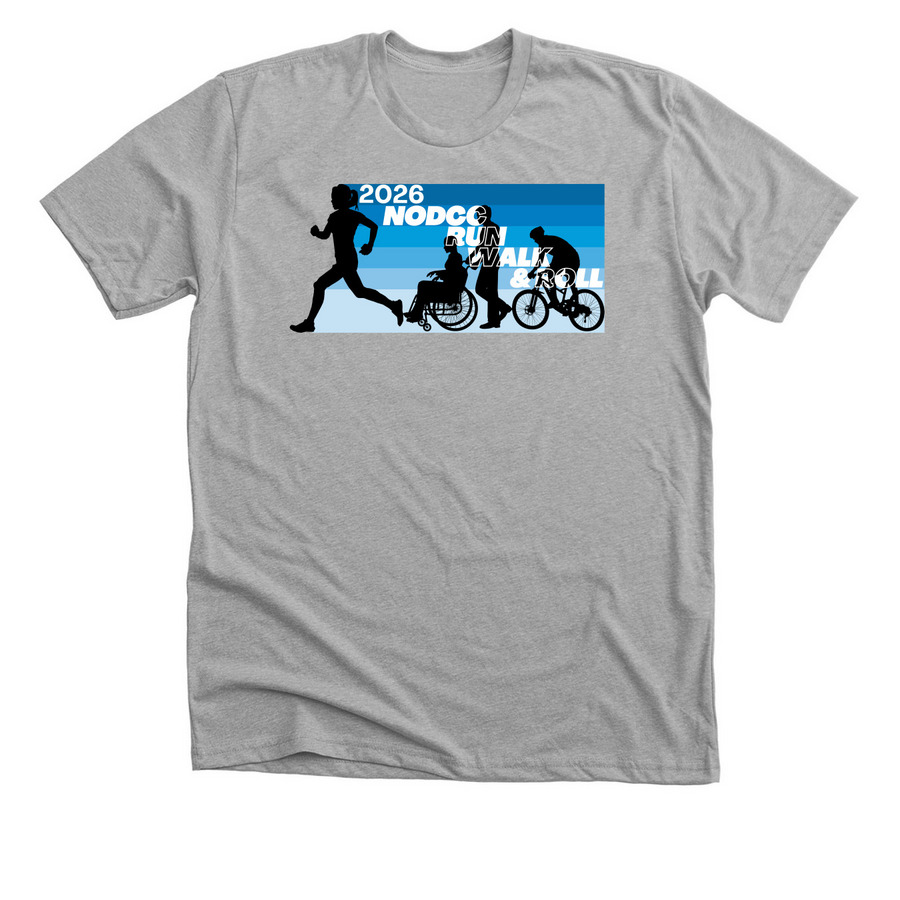 2026 NODCC Run, Walk & Roll, a Athletic Heather Premium Unisex Tee