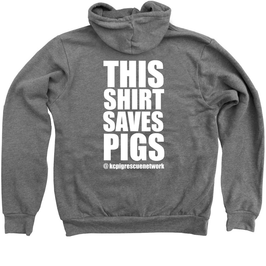 This Shirt Saves Pigs - Zip Up, a Deep Heather Zip Up Hoodie (back-view)