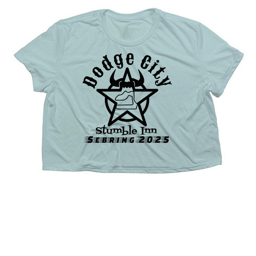 Dodge City 25 Deputy Blk, a Dusty Blue Women?s Flowy Cropped Tee