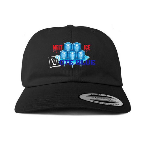 MELT ICE VOTE BLUE Cap & Trucker Hat, a Black Printed Classic Baseball Cap