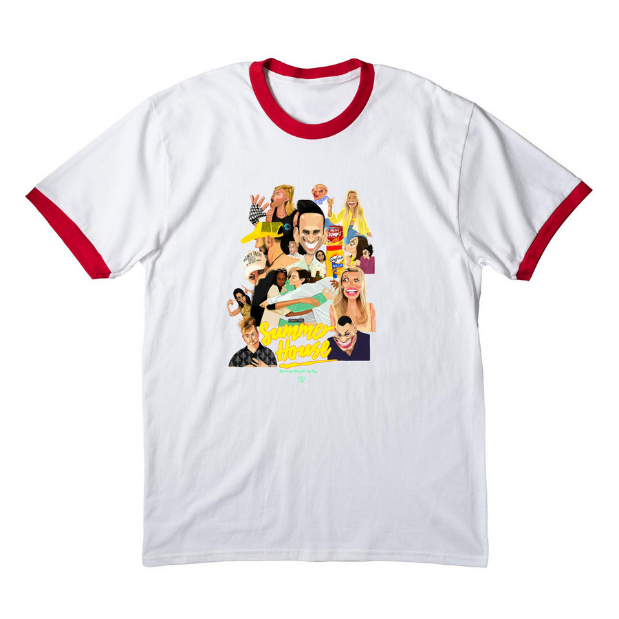 Summer House, a White/ Red Cotton Ringer Tee
