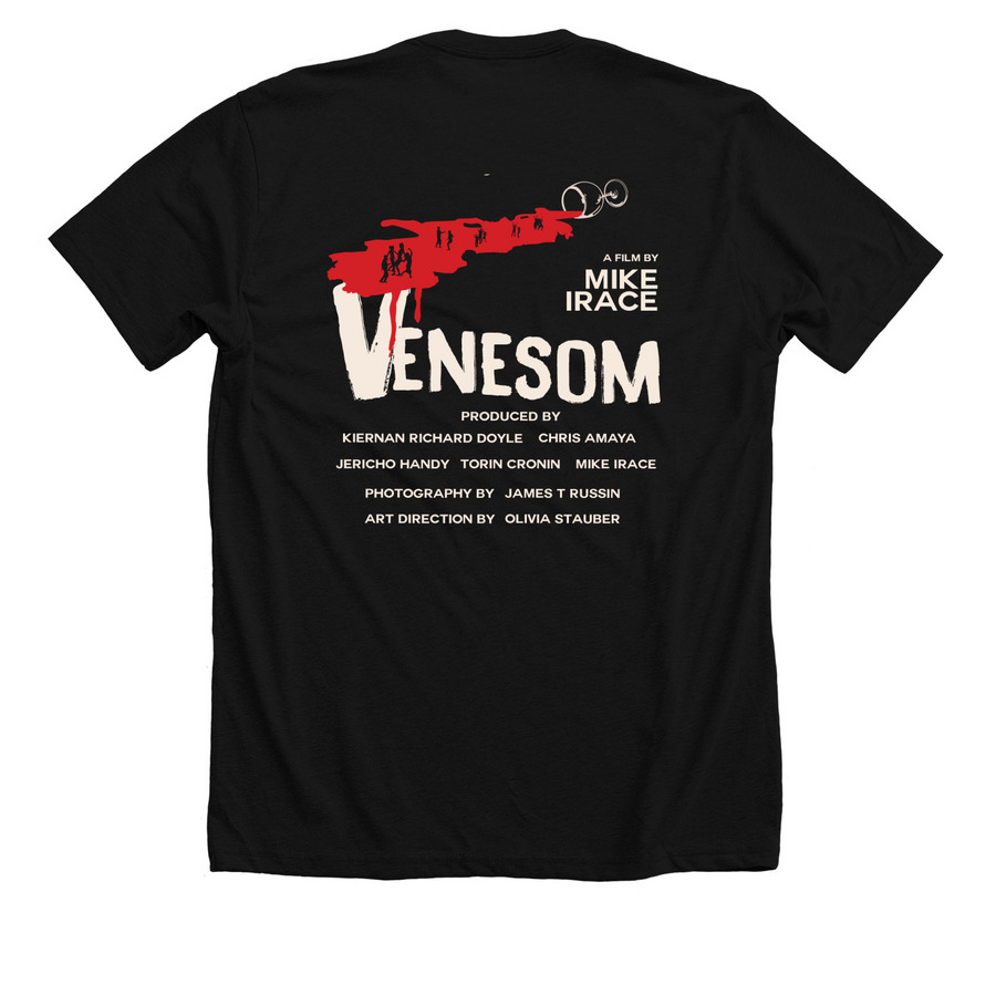 Venesom Shirt, a Solid Black Blend Premium Unisex Tee (back-view)