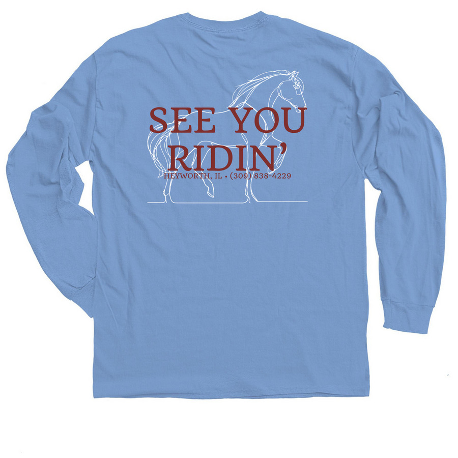 See You Ridin? Series, a Carolina Blue Classic Long Sleeve Tee (back-view)
