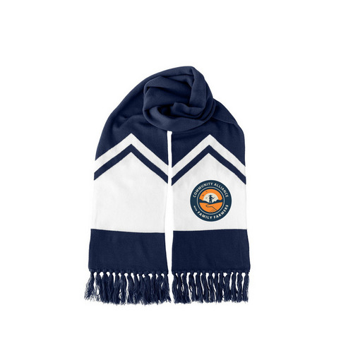 CAFF Scarf, a True Navy/ White Two-Tone Gameday Scarf