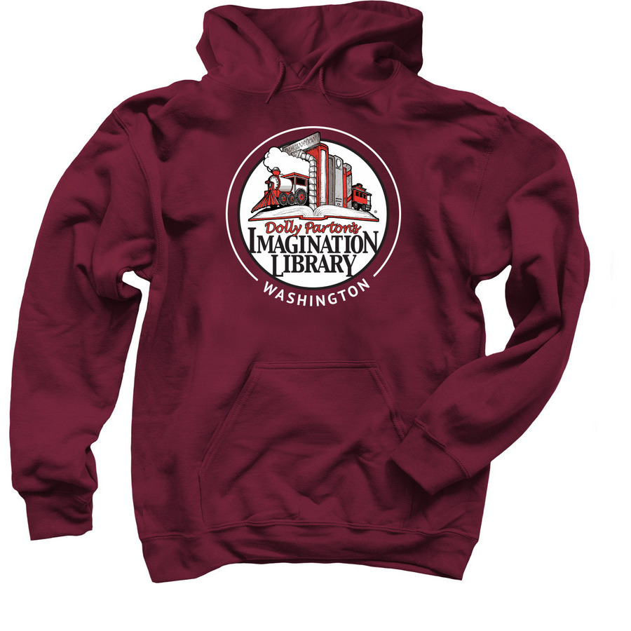 Imagination Library of Washington Gear, a Maroon Pullover Hoodie