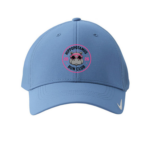 Hippopotamus Run Club Hat, a Valor Blue Printed Nike Dri-FIT Legacy Performance Cap
