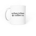 Urban Tribes Coffee Company, a White Coffee Mug (back-view)
