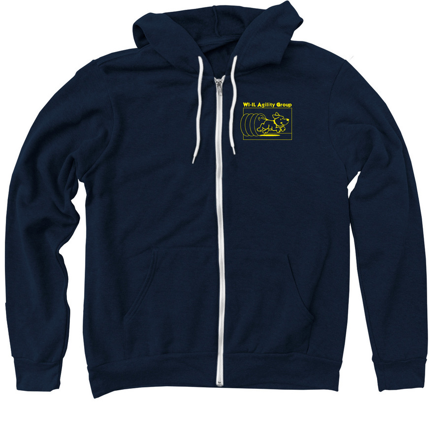 Small Yellow Logo -&nbsp;Shirts + Sweatshirts, a Navy Zip Up Hoodie