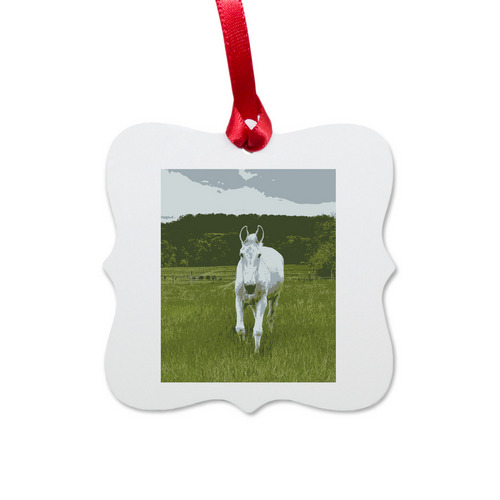 Lone Oak Aspen Ornament, a White Aluminum Square Ornament