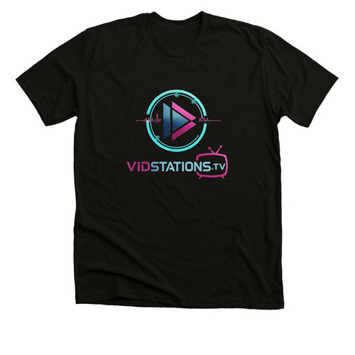 Vidstations.TV Logo, a Solid Black Blend Premium Unisex Tee